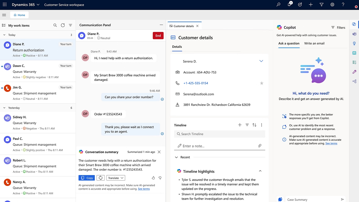 Dynamics 365 Customer Service visualization